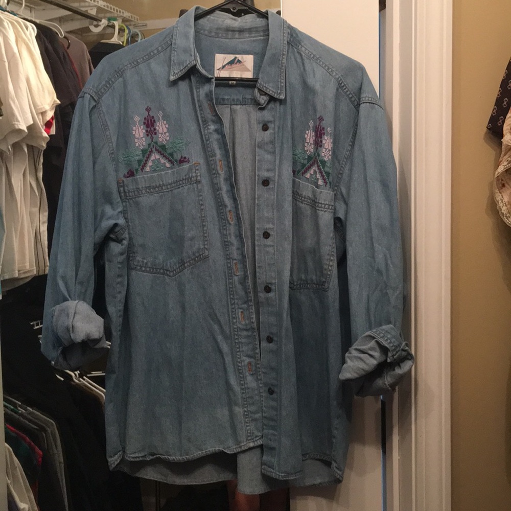 Vintage Jordan embroidered denim chambray shirt